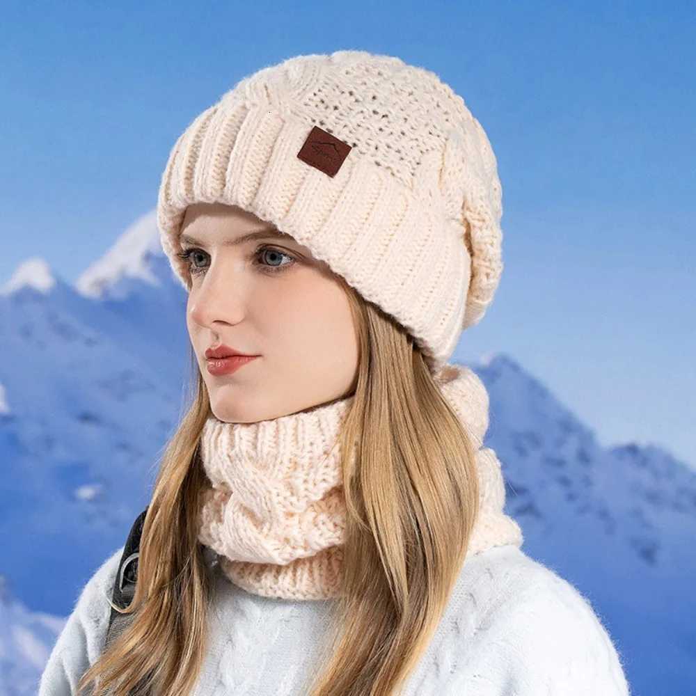 New Thicke Fleece Hat Scarf Set Keeep Warm Knitted Warm Beanie Windproof Soft Material Wind Protection Beanie Winter Season X250925