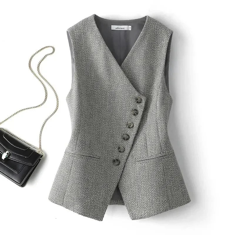 Womens Suit Vest Coat 2024 Spring Autumn Comfortable Sleeveless Ladies Blazer Versatile Lady Waistcoat Jacket 250905