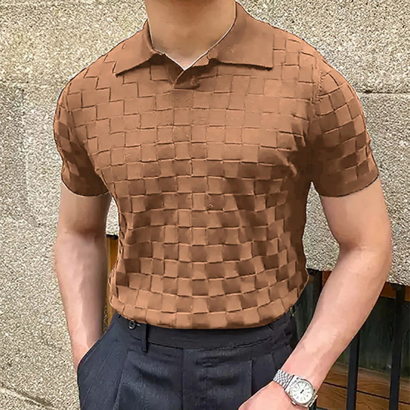 y plain weave spliced polo shirt mens spring and summer casual breathable thin knitted top fashionable Tshirt 240824