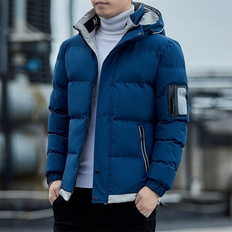 Mens Down Parkas Korean Fashion Puffer Jacket Men Cotton Padded Jacket Men Fashion Clothing Streetwear Thicken Warm Hooded Coat Men Clothes 221010