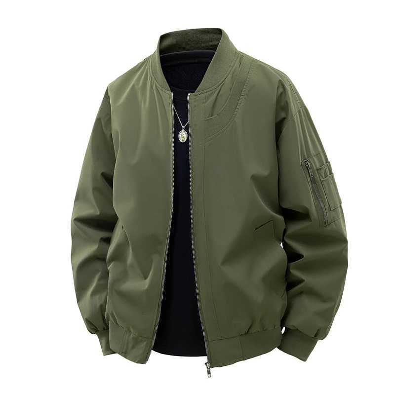 2025 Autumn Varsity Bomber Jacket Men Casual Loose Green Jackets Outdoor Streetwear Coats Mens Stand Collar Slim Baseball Coat X250925