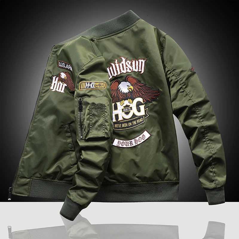Eagle Flight Jacket Mens Workwear Spring and Autumn Pilot Baseball uniform Tactical Flight Suit Embroidered Heavy Industry Blac X250925
