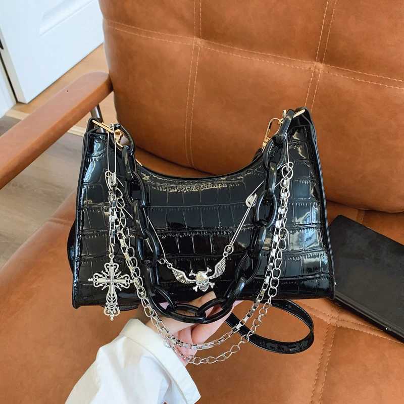 Cool Hot Girls Underarm Bags Purse Retro Punk Style Women Shoulder Handbags Chain Pu Leather Ladies Phone Crossbody Bag Z250923