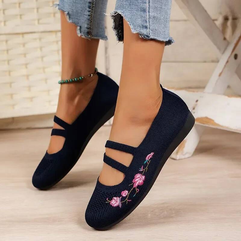 Women's Ballet Flat Comfortable Breathable Knitted Casual Shoes Plus Size Soft Sole Loafers Zapatos Baratos Liquidaci... ddmynov