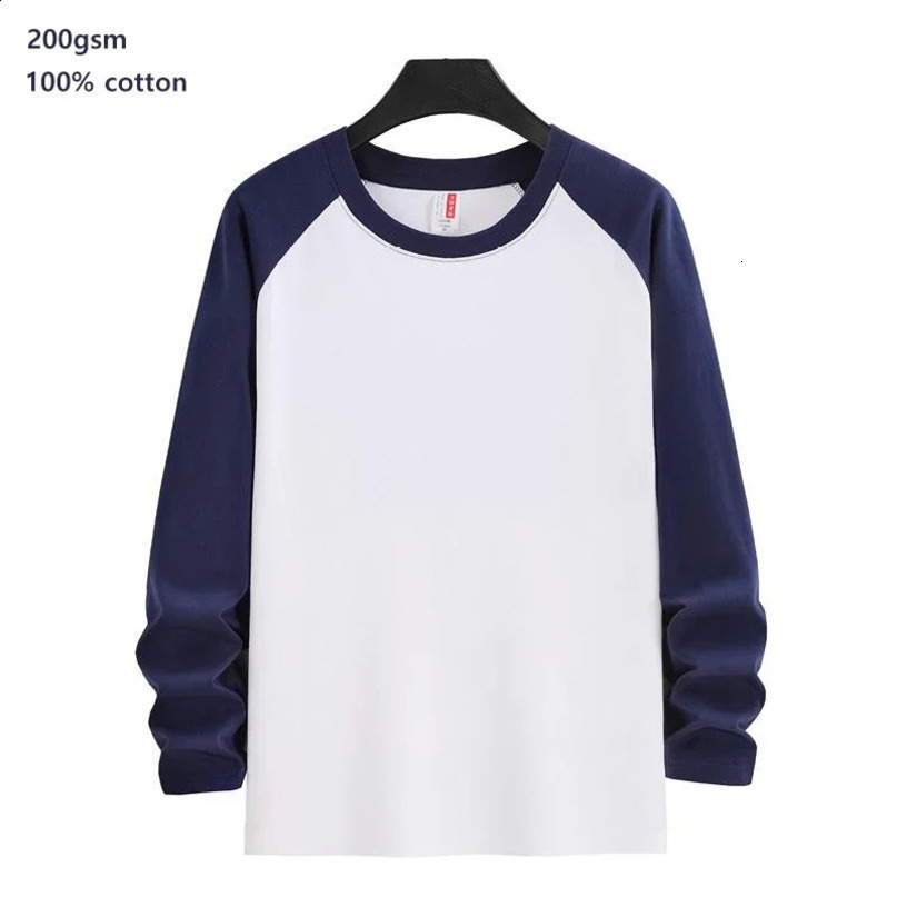 Pure cotton Y2k mens Tshirt long sleeved spring and autumn sports shirt solid round neck Lagrand casual 240819