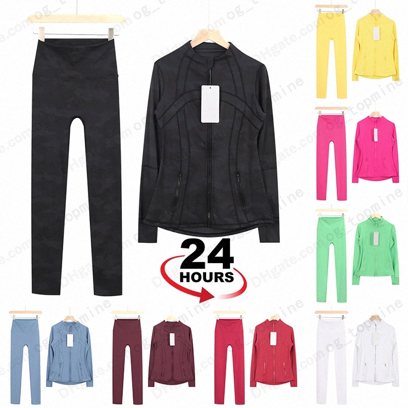 Workout set Womens Yoga Sets jackets shorts leggings Push Fiess sets High Waist Sports Jackets Zip Up Coat Elastic Sportswear Outfits Pants Gym-image-783376942