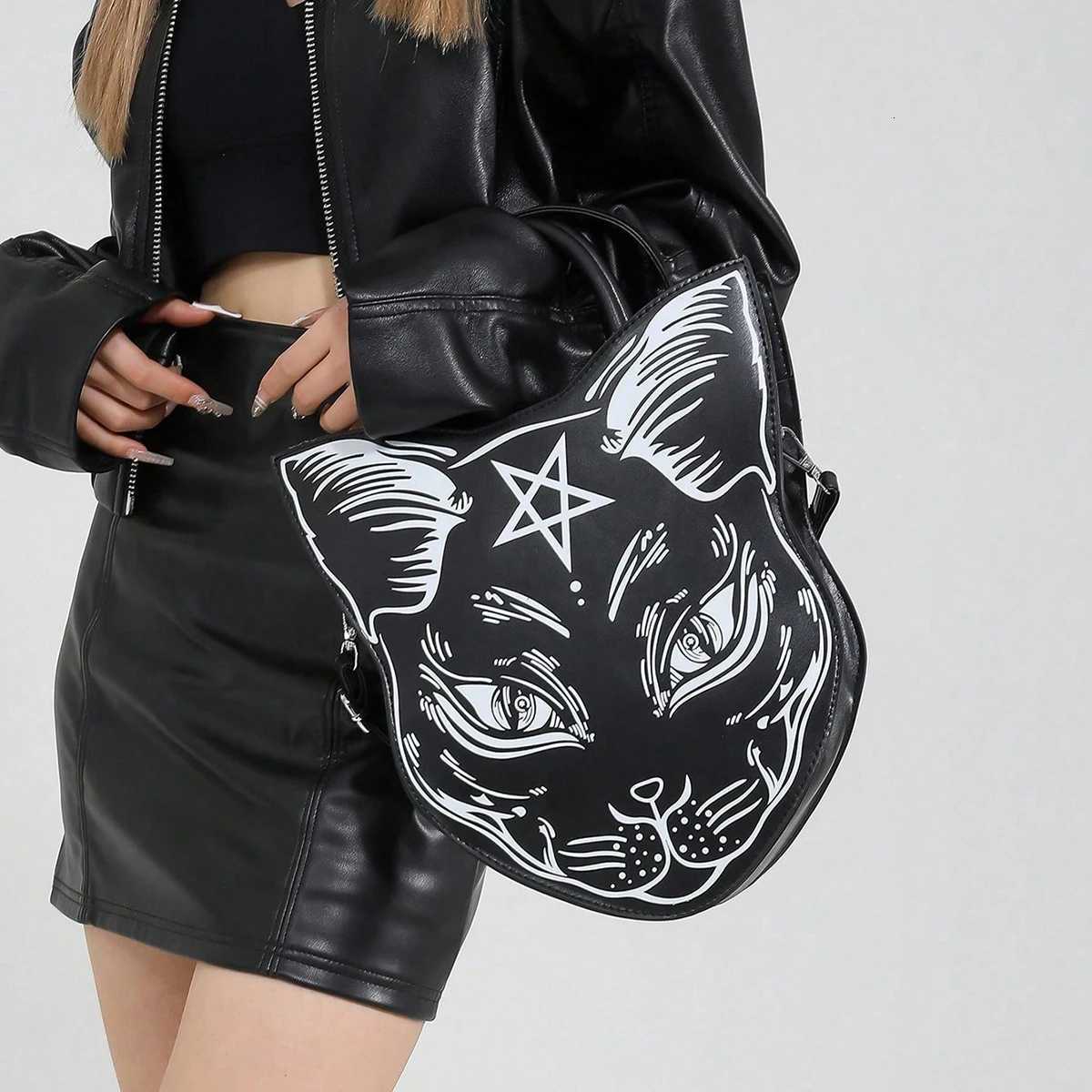 Classic casual gothic style Halloween party supplies tote bag ghost gothic ghost cartoon pattern shoulder bag double handle Z250925