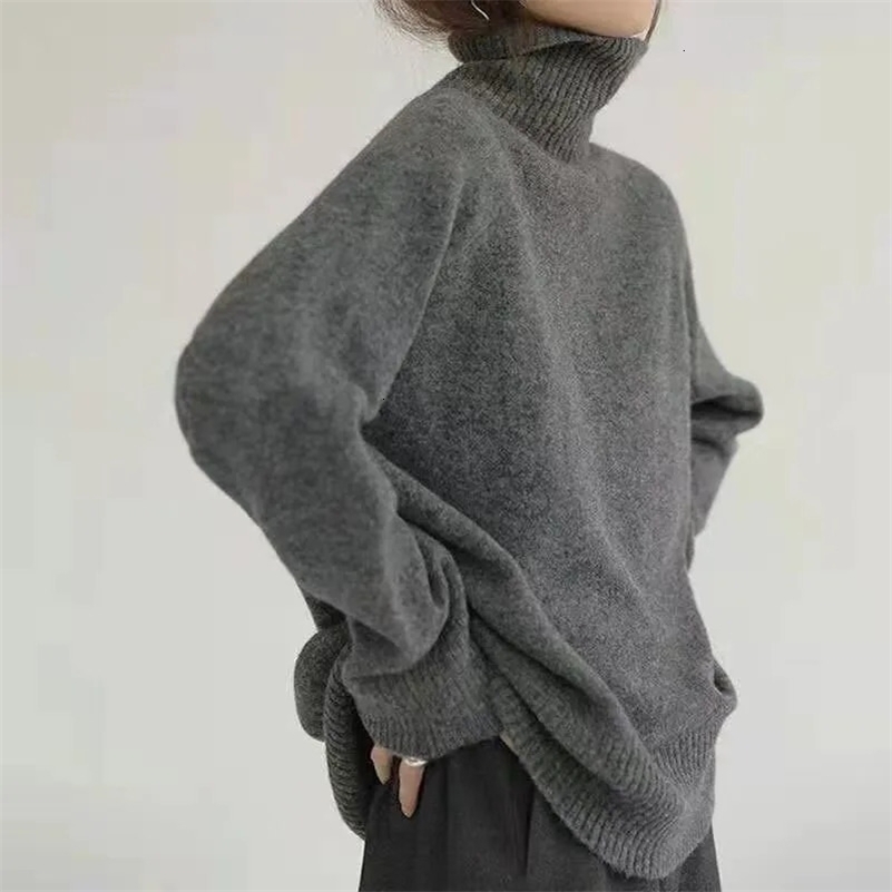 Lucyever Korean Womens Sweater Solid Casual Loose Turtleneck Sweaters Female Thickened Warm Knitted Pullover Autumn Winter 2024 241223Zy