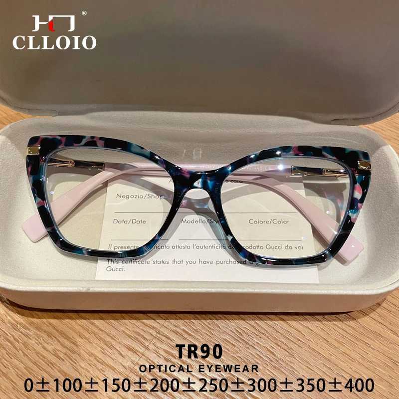 CLLOIO Women Fashion AntiBlue Light Reading Glasses Simple Cat Eye Glasses Frame Prescription Optical Myopia Hyperopia EyewareW250925