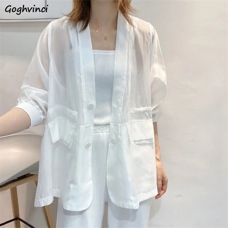 Women's Suits Blazers Women Blazers Sun-proof Summer Sheer Fashion Casual Korean Style Breathable Cozy All-match Outerwear Elegant Female Offic