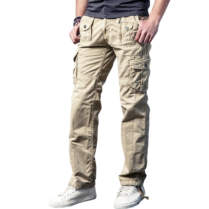 Men's Pants Drop Arivals Multi-Pockets Solid Mens Cargo Pants Military Loose Long Trousers 29-40 JPCK11 230512