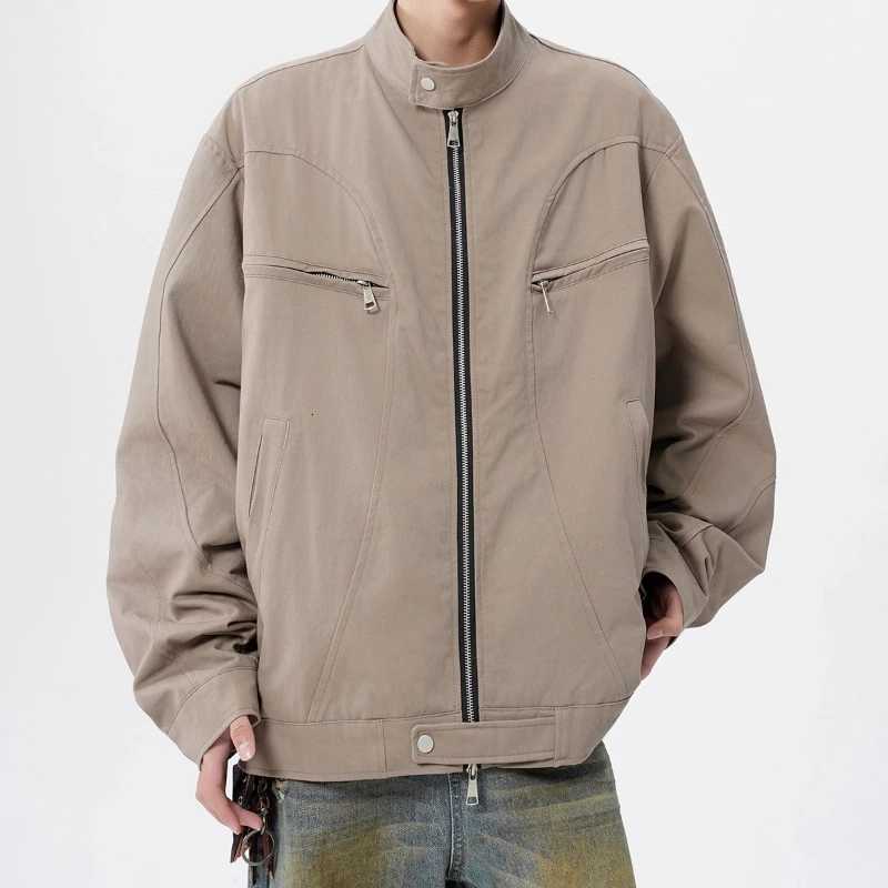 High Street Chic Trendy Design Workwear Jacket Mens Spring Autumn Short Deconstructed Stand Collar Casual Multistyle Jacket Top X250925