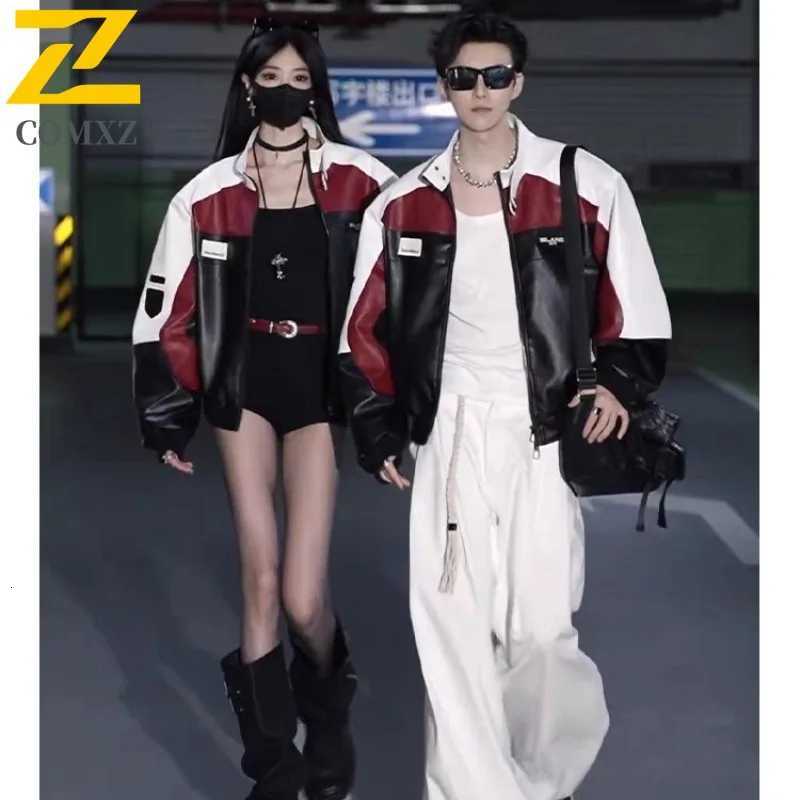 2025Men Retro Baseball Jacket Autumn Waterproof Leather Outerwear Loose Fit Stand Collar Motorcycle American Style Coat X250925