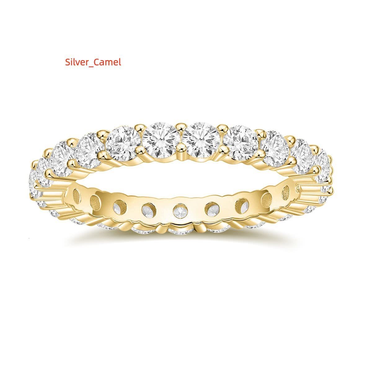 Wholesale 3mm 925 Sterling Silver Wedding Band Round Moissanite Full Eternity Stackable Engagement Ring for Women
