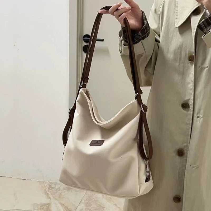 Large Capacity Fashion Canvas Shoulder Bag Womens Leisure Literature and Art Simple Solid Color Crossbody Backpack Z250923