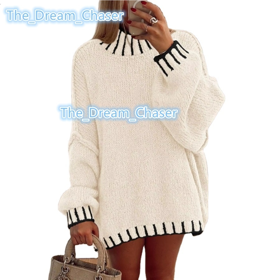 Womens Casual Winter Oversized Pullover Sweaters Long Sleeve Mock Neck Chunky Knit Slouchy Solid Jumper Tops