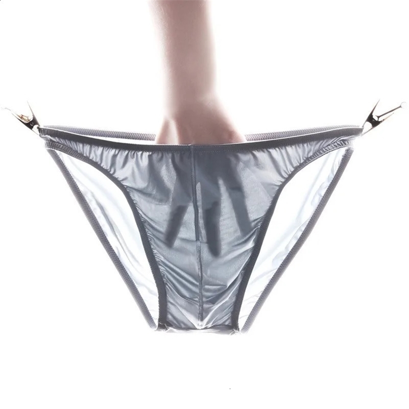 Mens underwear summer ice silk trackless triangle pants thin and sexy low waist Ushaped tight fitting n edge y250420Z