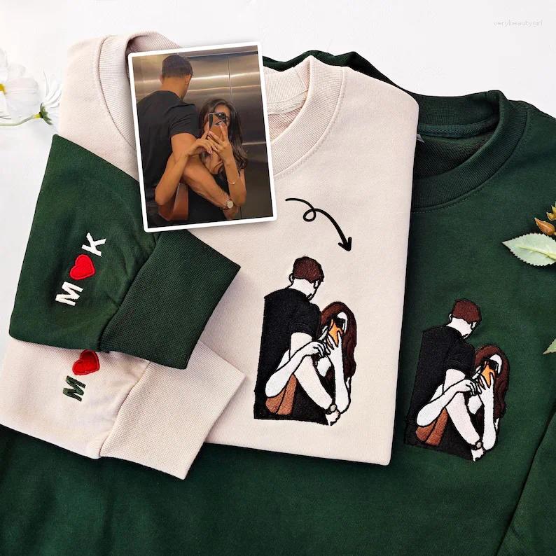 Ritratto personalizzato da donna con cappuccio da donna da coppia di ricami di ricamo per la felpa per la felpa per la felpa per la felpa.