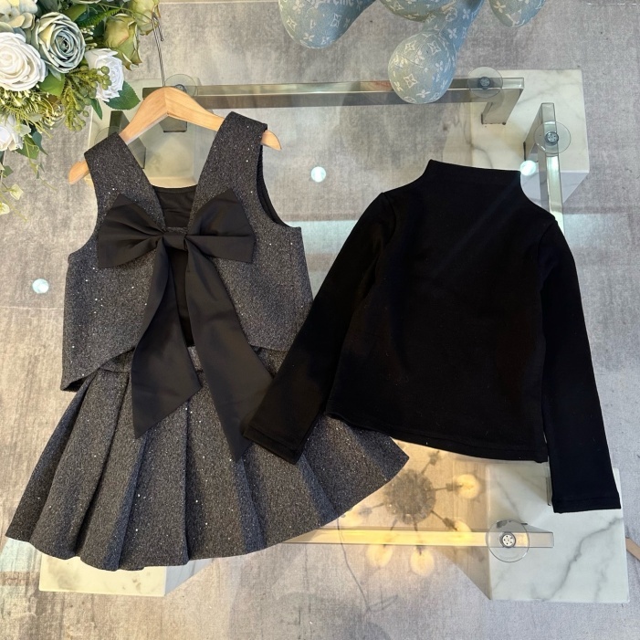 Luxury Childrens Designer Brand Baby Girl Clothing Sets - New Style Dress 100 Pure Cotton Fashionable Childrens Short Skirt Three-Piece Set Size-image-1087662255