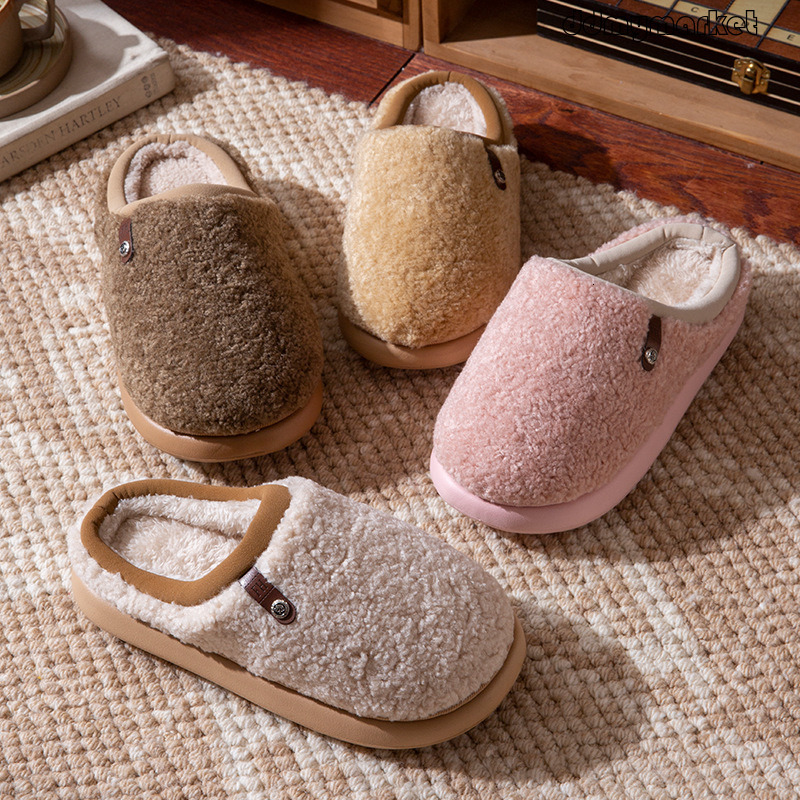 Women's Autumn Winter New Indoor Couple Home Fleece Lined Thickened Warm Furry Men's Cotton Slippers ddmymarket