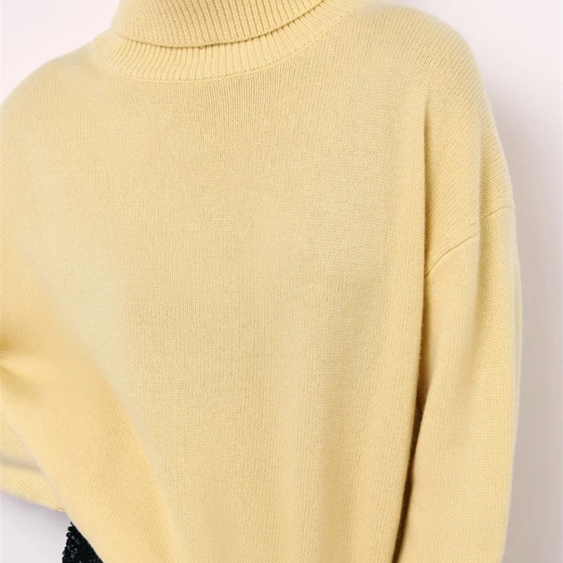 Wolfeel Womens Turtleneck Sweater Casual Fashion Female Knitted Woolen Thick Warm Oversized Pullover Autumn Winter 241223Zy