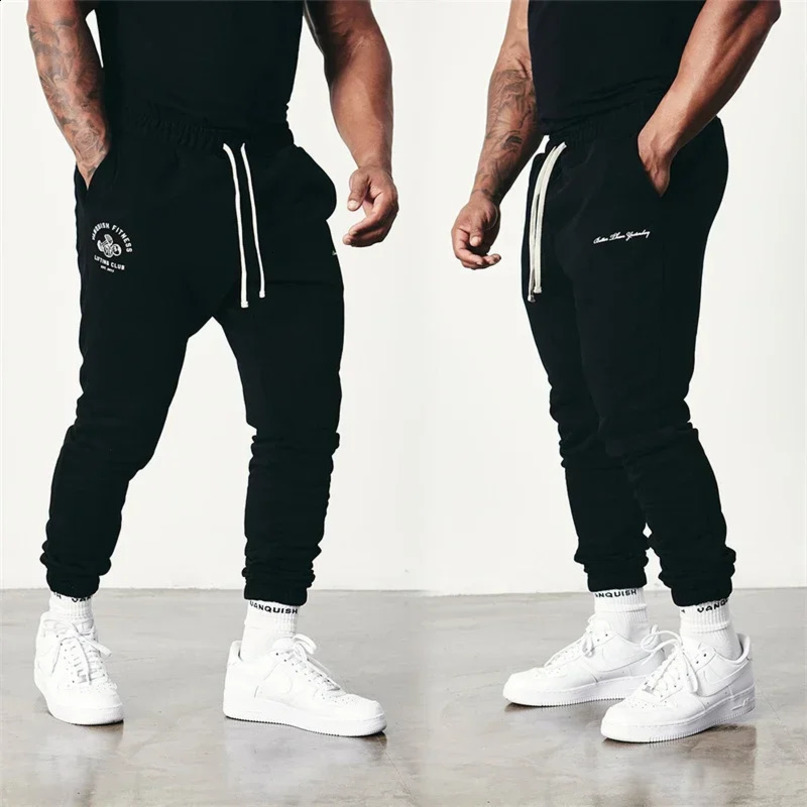 Mens casual wool drag sports pants running camping gym letter printing exercise autumn and winter 240816