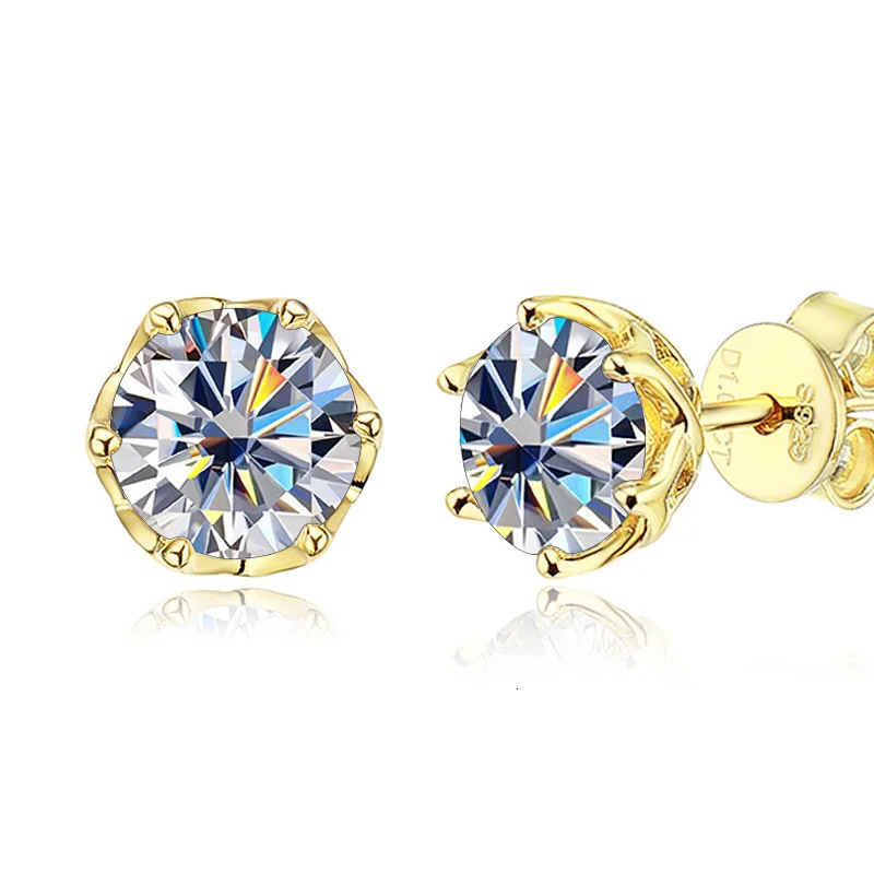 Moissanite earrings Pure silver D-color 0.5-2 CT round moissanite earrings in pure silver S925 with certificate testing diamond pen