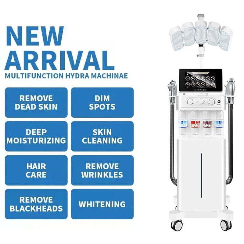 Vertical Hydra Microdermabrasion BIO Aqua Facial Peel Skin Scrubber Facial Cleaning Machine PDT LED Light Therapy Acne Removal Skin Rejuvenation for