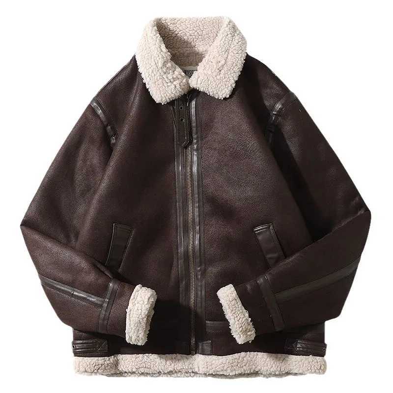 2025 Mens Winter Leather Jacket Sheepskin Shearling Genuine Leather Rock Jackets High Quality Male Coats X250925