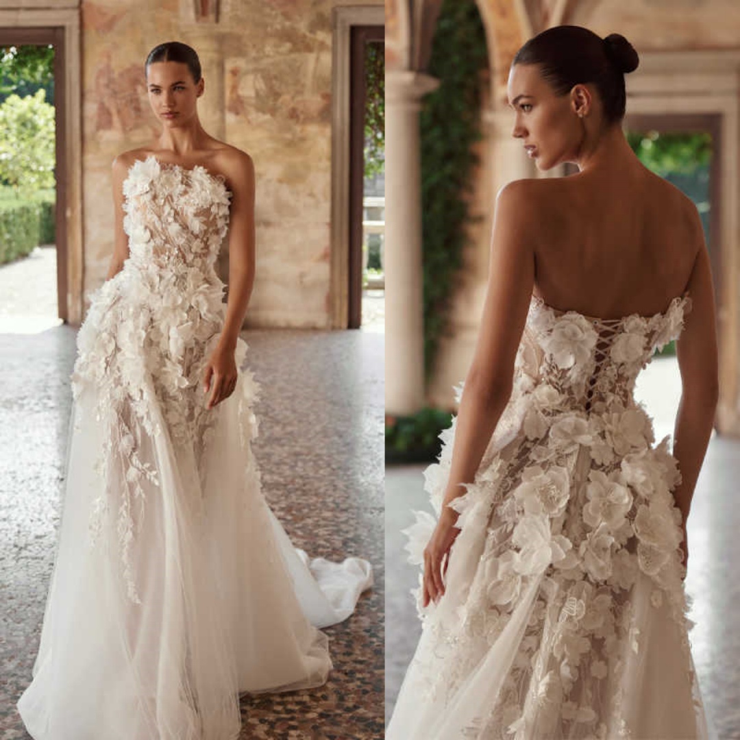 Elegant Wedding Dresses A-Line Strapless Strapless Backless Sleeveless Princess Bridal Gown Customized Vestido de novia
