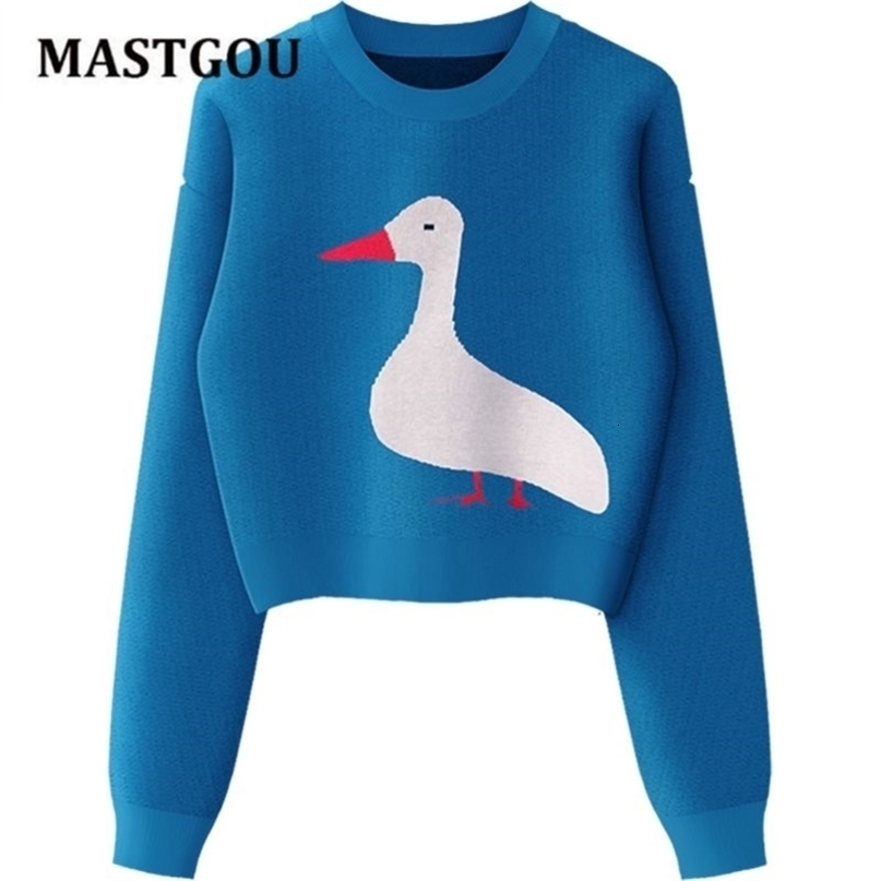 MASTGOU Embroidery Animal Womens Sweater Autumn Winter Highstreet Style Pullover Top Jacquard Knit Christmas Sweaters Pull Femme 210917