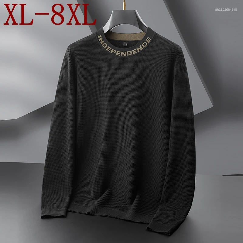 Men's Sweaters 8XL 7XL 6XL Soft Warm Pull Homme 2025 Fall Winter High End Luxury Thin Wool Sweater Men Fashion Letter Printed Mens Jumpers