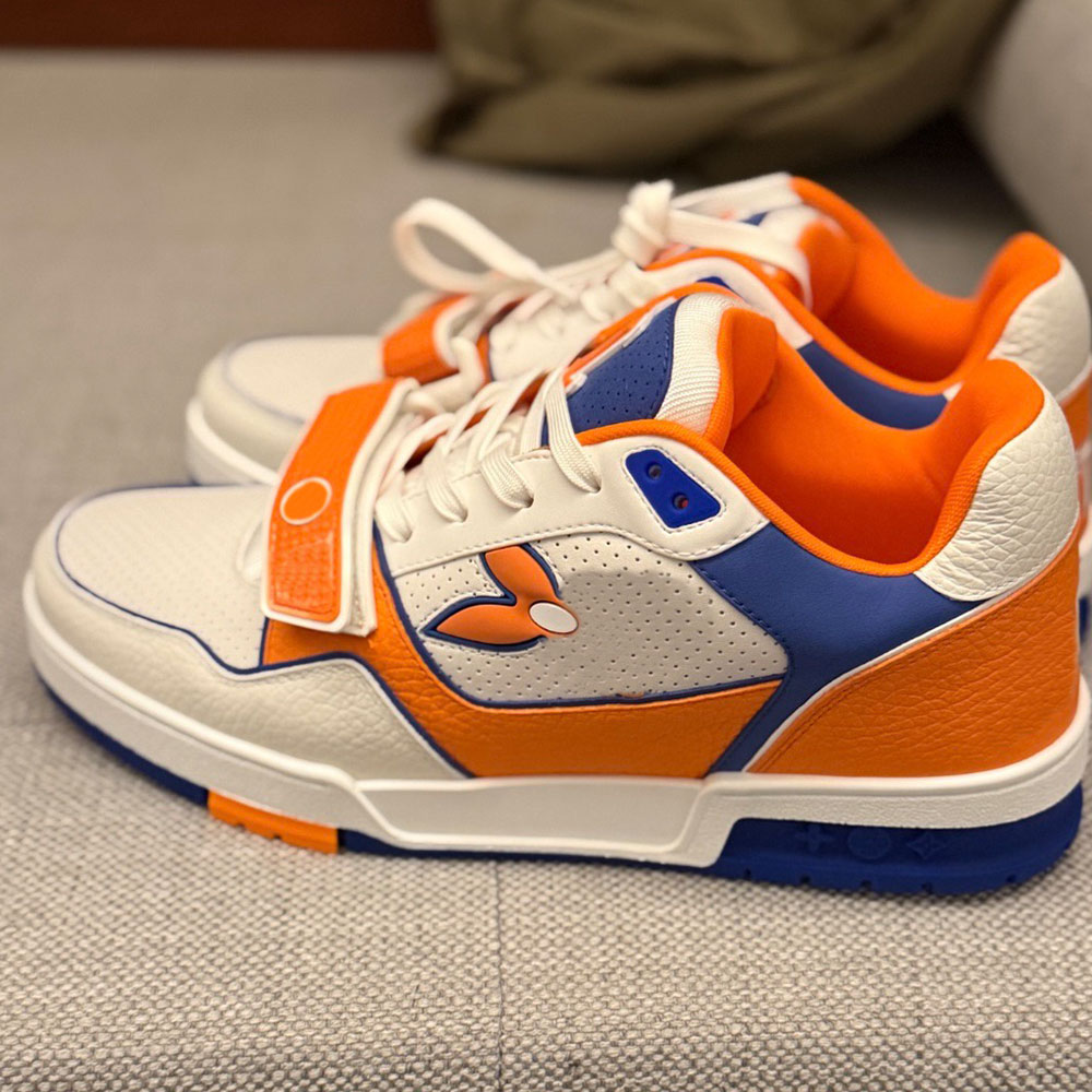 NEW 1AIIYG mens trainer sneaker Designer Sneakers womens Orange 25ss New Casual Sneaker Perforated calf leather Couple style comfort fashion skate s