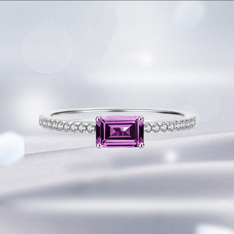 2025 Elegant Sweet Cute Simple Fashion Jewelry Genuine 100% 925 Sterling Silver Emerald Amethyst CZ Diamond Gemstones Party Eternity Women Wedding B