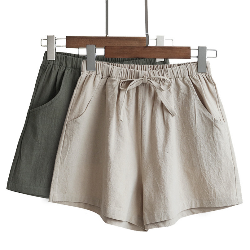 Womens Shorts Summer Cotton Linen High Waist Oversize Short Pants Fashion Casual Sports Female SXL 230404