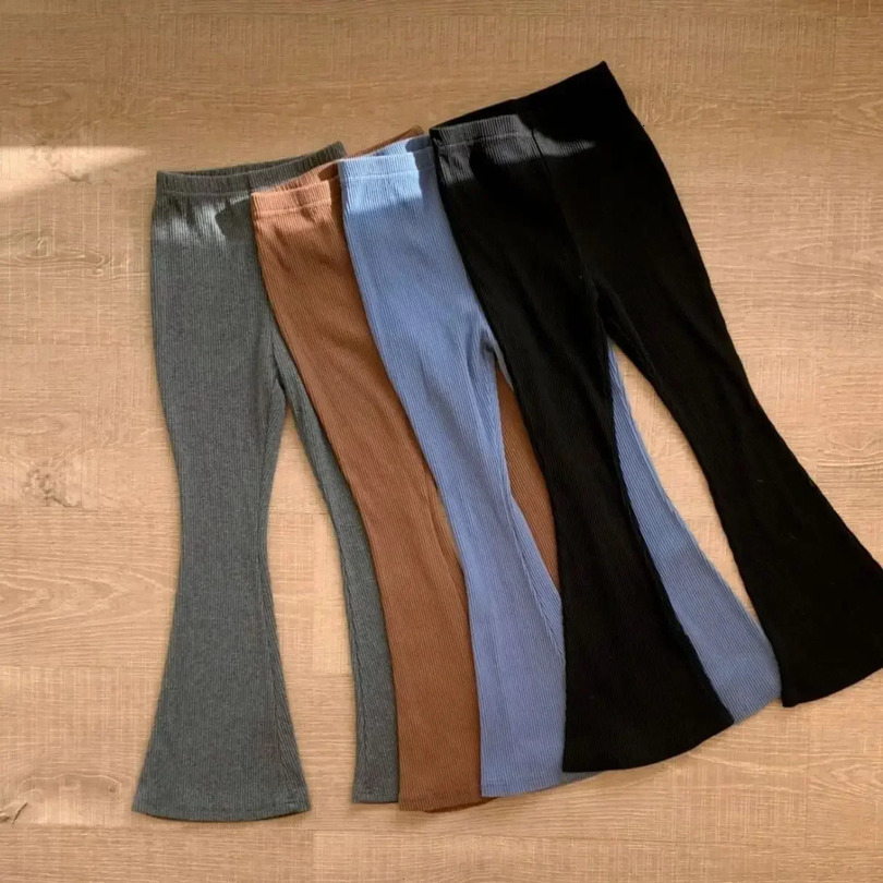Childrens girl Flare Legging ly arrived childrens ultra-thin slim pants baby girl spring summer cotton leg gray black Trouser 241126
