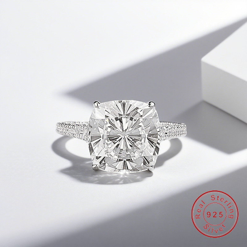 Choucong Brand Wedding Rings Luxury Jewelry Genuine 100% 925 Sterling Silver Cushion Shape Lab Moissanite Diamond Gemstones Party Eternity Women Bri