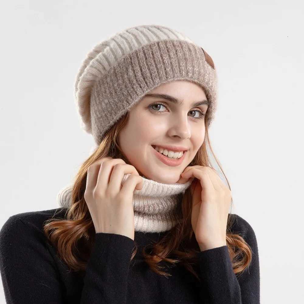 soft Winter Beanie Hat Scarf Set Stylish Design Thicken Thermal Knit Cap Fleece Li Thermal Protection Warm Wool Hat X250925