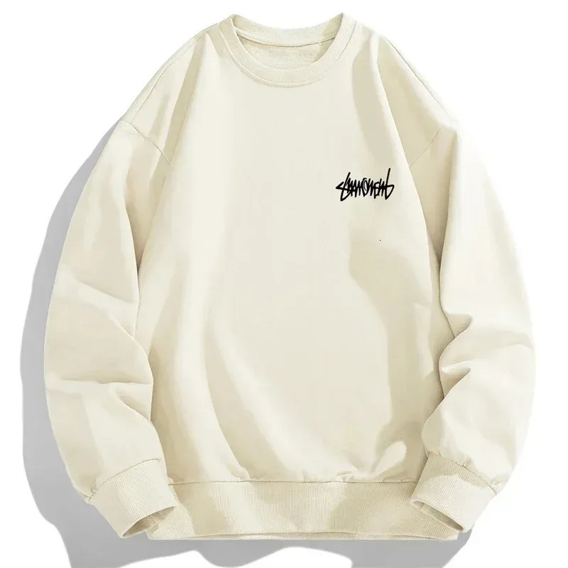 2025 Spring Autumn Men Casual Sweatshirts Harajuku Loose Streetwear Tops O Neck Pullover Hoody Solid Mens Sweatshirts S3XL 250922