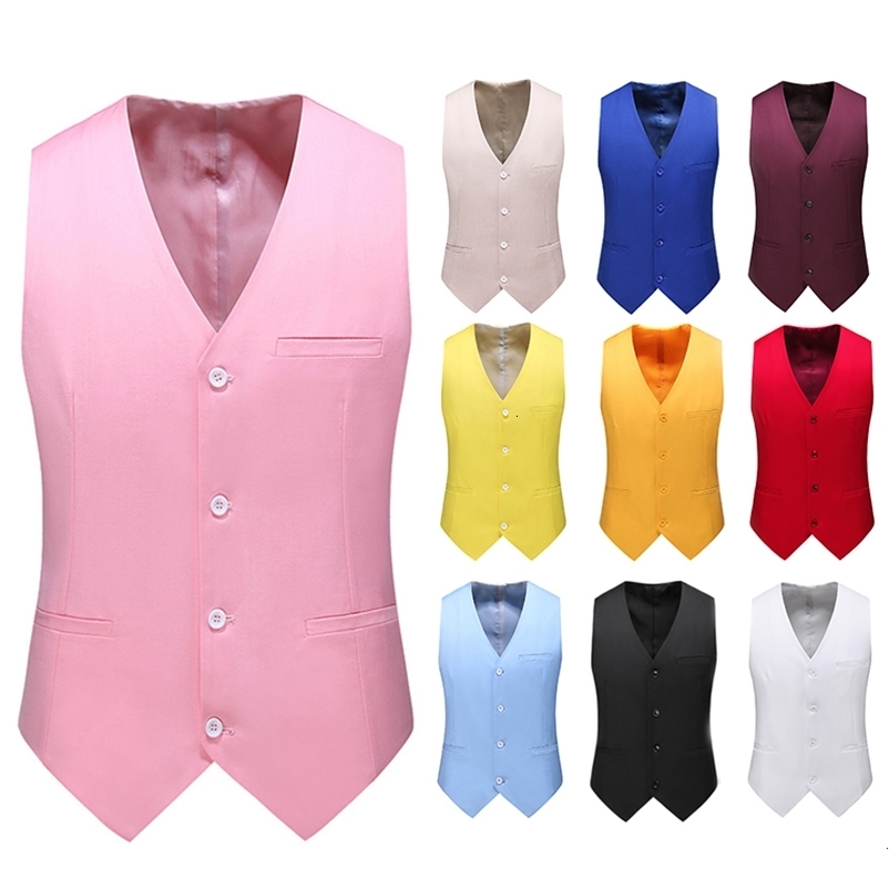 Men's Vests Vest Mens Fashion Casual High Quality Solid Color Slim Large Size Business Office Waistcoat Men Groom Wedding Dress Suit Vests 2308