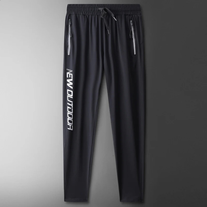 Mens training sports pants summer thin gym ice silk quick drying running sportswear letter printing outdoor Trousers 240816