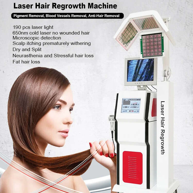 2025 Standing 190 Light 650 Diode Laser Hair Regrowth Restoration Scalp Repairing Detoxing Itchy Treatment 5 in 1 Anti Hair Loss Machine