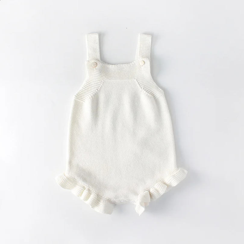 Baby boy girl summer jumpsuit baby spaghetti shoulder strap sleeveless knit jumpsuit baby bodysuit 0-18 months 241010