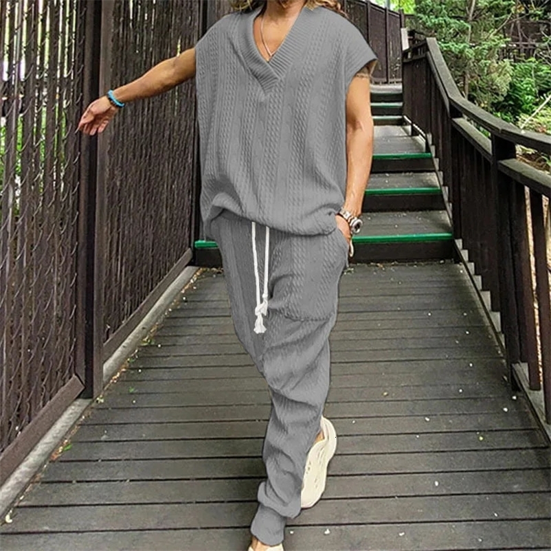 -selling Summer T-shirt Pants Set Casual Fitness Jogger Pants T Shirt Fashion Mens Tracksuits Sets Sweatpants Track Suits 240517