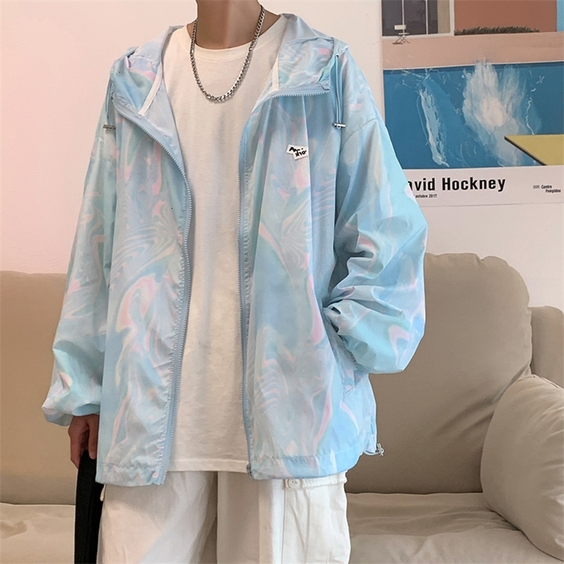 Men's Jackets Sunscreen clothes men's Hong Kong style leisure handsome versatile loose large jacket summer thin gradient sunscreen jacket