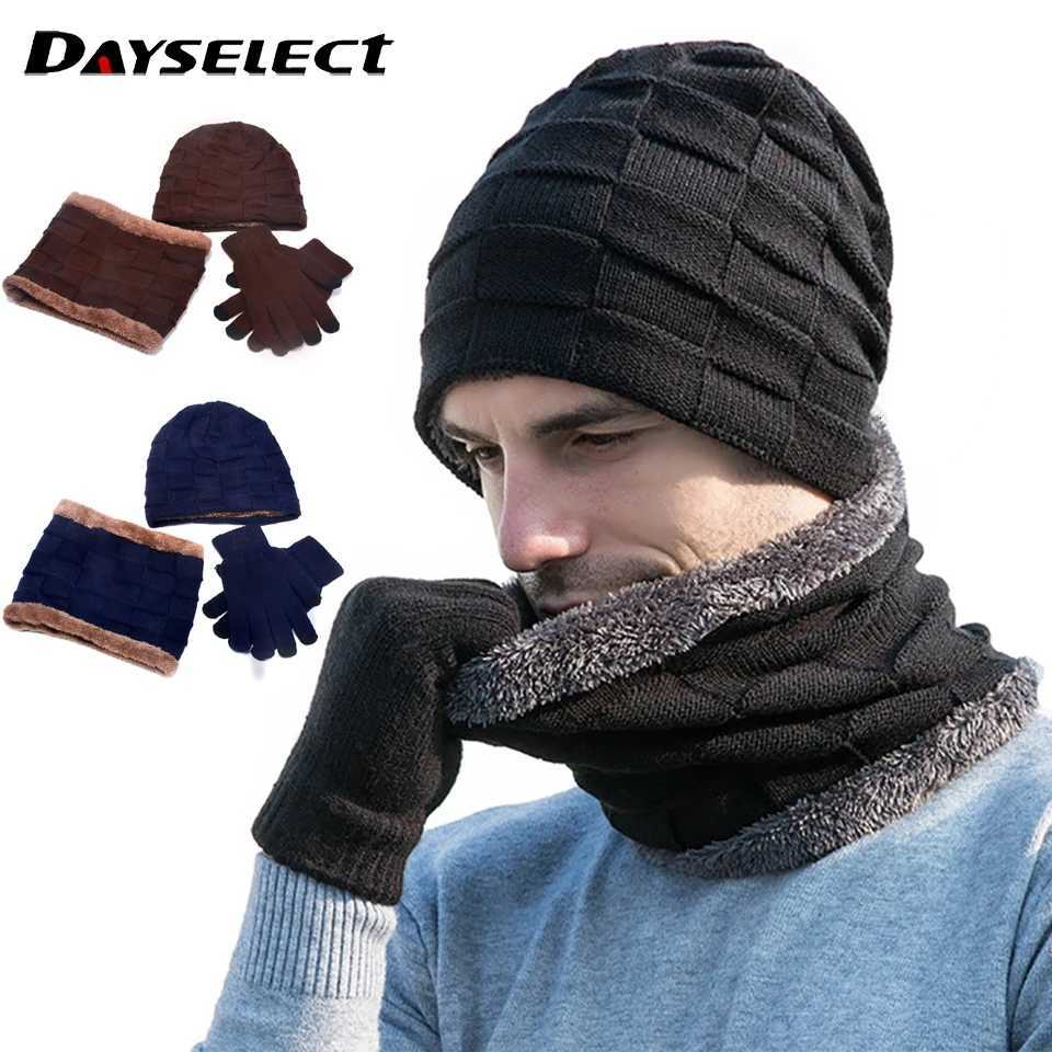Winter Thick Beanie Hat With Gloves Knitted Wool Neck Scarf Warm Bonnet Hat Outdoors Cycling Skiing Cap Balaclava Mask Unisex X250925