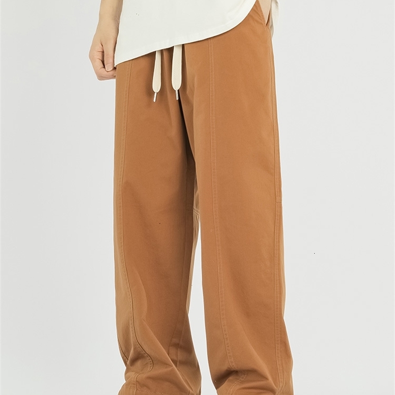 Men's Pants Spring Summer Men's Straight Casual Pants Streetwear Solid Cotton Wide Leg Sweatpants Adjustable Baggy Joggers Male Trousers 2