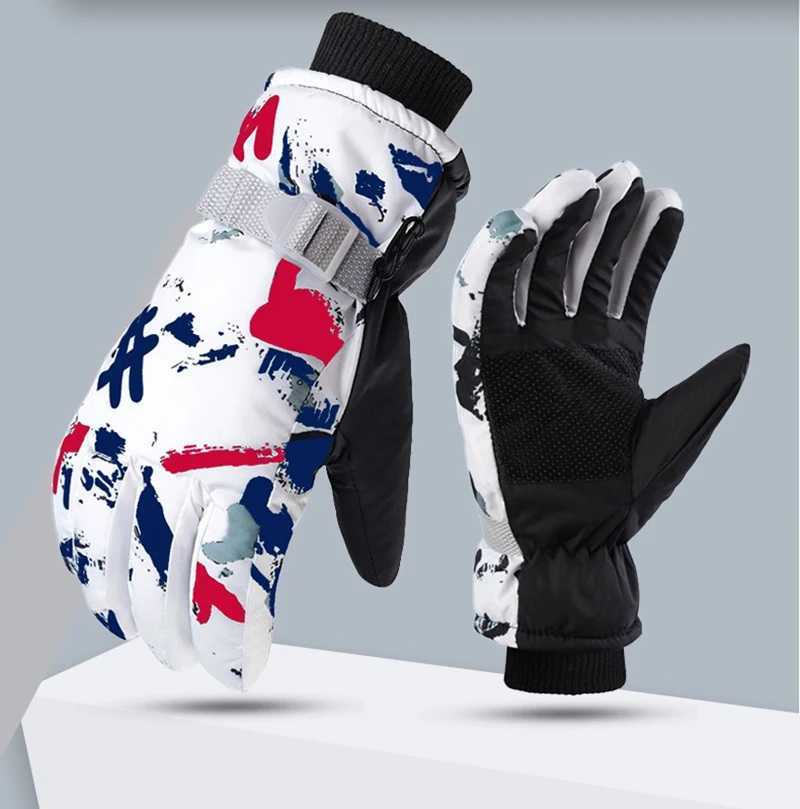 Winter Snowboard Ski Gloves Unisex PU Leather Nonslip Waterproof Motorcycle Cycling Fleece Warm Snow Sports Gloves Z250925