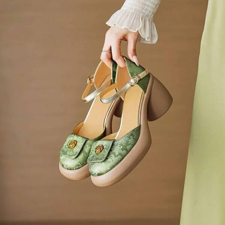 Chinese Style New Soled Thick Baotou Sandals Line with Female Sandal Fairy Wind High Heel Single Shoes ddmynov