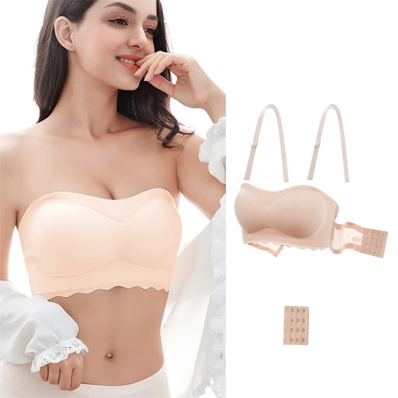 2999 Strapless Bra Girls Seamless Crop Tube Top Bralette for Women Sexy Soft Bras Large Size Bustier Tops Summer Underwear 250605bj
